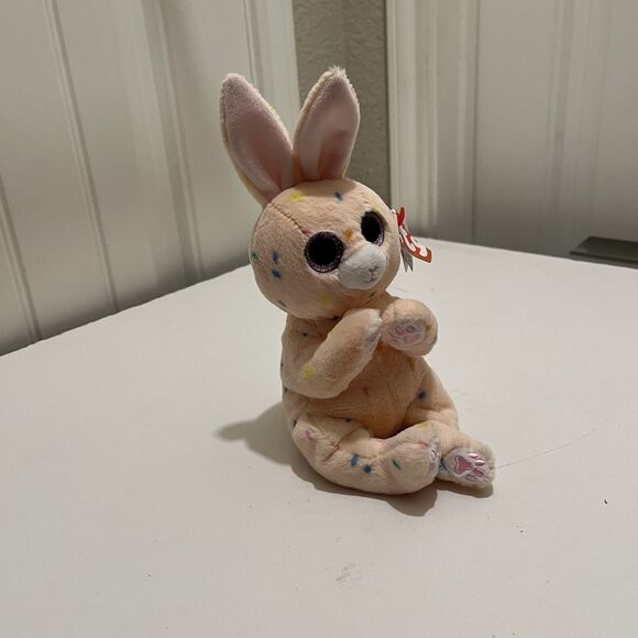 TY Beanie Baby Beanie Bellies Peaches Pink Peach Easter Bunny 6" Rabbit Plush - Picture 5 of 8
